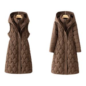 어반 퀼티드 후드 롱 패딩코트 (소매탈부착 가능)