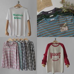 여성의류 데일리 여성기본티셔츠 긴팔 반팔 맨투맨 빅사이즈티셔츠 가디건 니트 스트라이프 박스티 코튼면