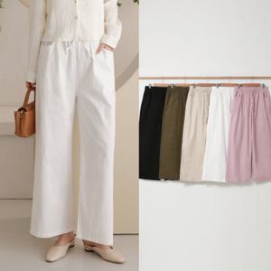 여성 와이드 팬츠 밴딩 통 바지 봄 여름 면 빅사이즈 ~88 마 린넨