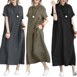 여름 쿨 여자 린넨 원피스 빅사이즈 여성 루즈핏 롱 원피스