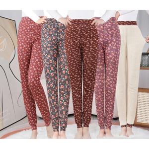 여성 꽃무늬 패턴 기모융털 안감 방한 방풍 보온 플라워 발열 팬츠 여자 겨울 생활 바지 (2장이상추가할인)