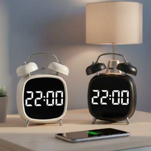 J2K 탁상용 알람 전자시계 침실 책상 LED 디지털 무소음