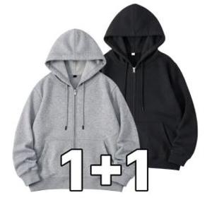 1+1 Ann Line 오버핏 무지 빅사이즈 후드집업 긴팔 후드 남자 여자 데일리
