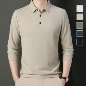 꾸안꾸 스타일링 와플 카라 긴팔 티 봄 가을 간절기 데일리 티 무지 골프 티셔츠 남성 남자 PK