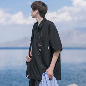 남자 오버핏 지퍼 무지 반팔 카라 티셔츠 (2장 이상 추가할인)