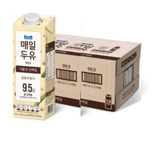 매일두유 99.9 플레인 950ml x 12팩 2박스 무설탕 식물성 단백질 보충제 음료
