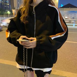 여성 후드집업 기모 안감 루즈핏 점퍼 배색 자켓