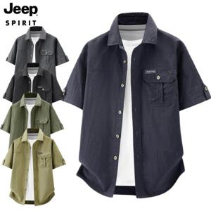 JEEP SPIRIT 남성 여름 속건성 반팔 셔츠 통기성 좋은 와셔드 카고 티