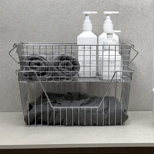 에브리윅 적층형 철제 와이어 바스켓 부드러운 마감 손잡이 적재 펜트리 양철