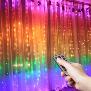 레인보우 크리스마스 무드등 LED 커튼 장식 300구 전구 트리조명 OL-RAINBOW