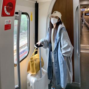 가을 빅사이즈 여성 롱기장 퍼즐 후드 청코트