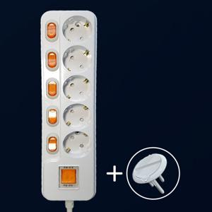 메인스위치 개별스위치 5구1.5M(16A) 전기코드 멀티탭 국산