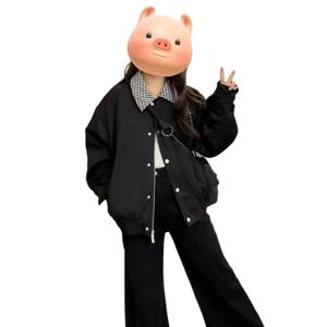 아메리칸 패치 터틀넥 블랙 봄가을 코트 남녀 오버사이즈 야구점퍼 캐주얼