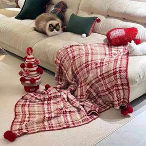 레드체크 블랭킷 포근한 소파 담요 캠핑 무릎담요