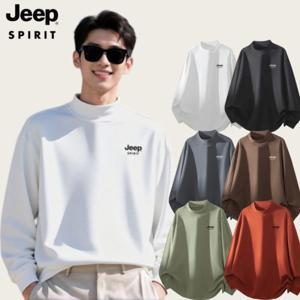 JEEP SPIRIT 남성용 간절기 긴팔 목폴라 티셔츠 봄 신상