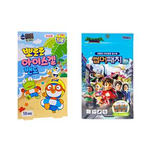 뽀로로 아쿠아밴드 아이스겔밴드 보습형 18매입 + 다이노스타 썸머패치 30매입 세트