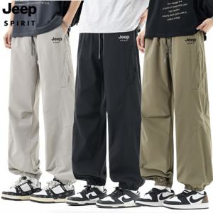 JEEP SPIRIT 남성 아웃도어 방수 방풍 카고팬츠 여름 와이드 트레이닝 바지