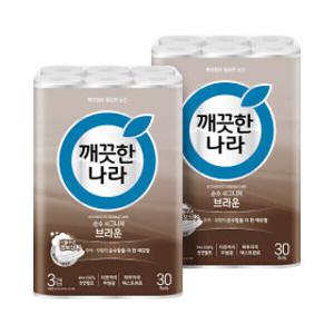 깨끗한나라 순수시그니처 화장지 브라운 30m 30롤 2팩