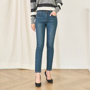 블루워싱 허리밴드 본딩기모 베이직 주름 스키니 데님 WBC-257