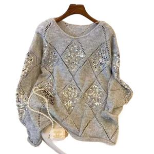 블링블링 스팽글 오버핏 스웨터 여봄 가을 신상 나른한 바람 오버핏 니트