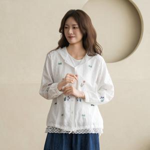 엄마옷 마담4060 블라우스 여성 데일리 내추럴포엠 레이스자수후드 -YBL2603034-