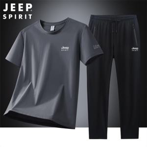 JEEP SPIRIT 남성 냉감 트레이닝 세트 반팔 상하세트 여름 쿨링 운동복