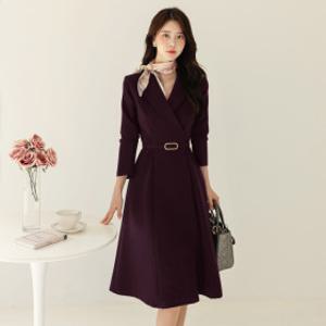 크로포드 테일러드 카라 벨티드 포멀 원피스 빅사이즈/오피스룩/하객룩