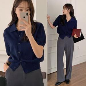 디메츠_반팔ver 카라넥 울 니트가디건