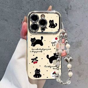아이폰17 프로 맥스 고양이 TPU 휴대폰 케이스 체인 있음