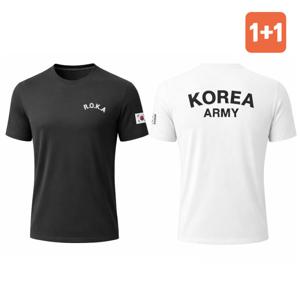 1+1 빅사이즈 남녀공용 여름 반팔 티셔츠 쿨링 스판 군인 커플 로카티 단체복