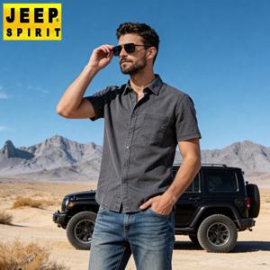 JEEP SPIRIT 남성 반팔 순면 남방 여름 통기성 얇은 캐주얼 셔츠 상의