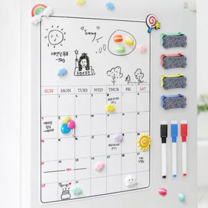 (보드 마카 지우개 풀세트) 냉장고 자석 월간 화이트보드 행사표 이유식 스케줄표 붙이는 달력 보드판 메모