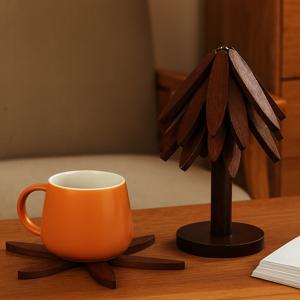 오늘도구름상회 우드 트리 스탠드 냄비 받침대 호두나무색 4P 집들이 선물