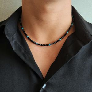 오닉스 원석목걸이 블랙초커 심플한 비즈 남자 여자 목걸이