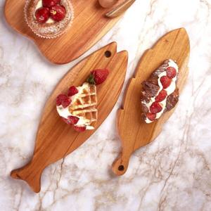 바른락 마호가니 우드 물고기 나뭇잎 도마