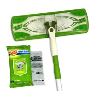 3M 막대 걸레 마대 밀대 부직포 (대형) 밀대 + 정전기 10매 + 물걸레 청소포 1매