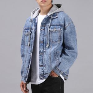 남자 빅 오버핏 청자켓 후드 탈부착 레이어드 SPJP-6385