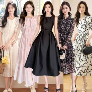 (할인쿠폰)투피앤 봄신상 여성 원피스 빅사이즈 하객룩 쉬폰 투피스 롱원피스 스커트 여름 휴양지 트위드