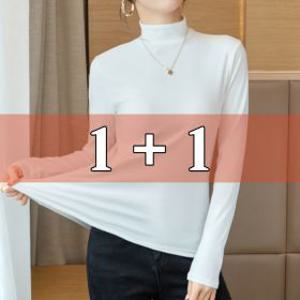 1+1 봄 가을 겨울 여성 소프트웜 하프넥 반목 긴팔티셔츠 5컬러 3사이즈