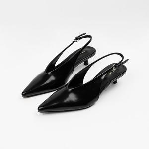 [신난다슈] 여성 슬링백 힐 4cm 여자 스틸레토 슬링백 구두 펌프스 미들힐 LO251150 블랙