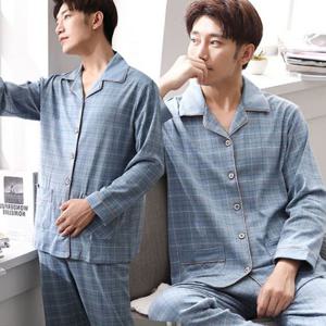 남자 잠옷 세트 한벌 상하의 코디 카라넥 체크무늬