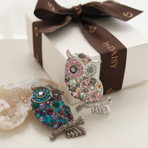 바이데이지 행운 부엉이 스왈 큐빅 브로치 Bh0225r