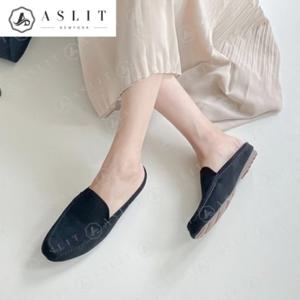 [애슬릿] 스웨이드 여성 스티치 쿠션 실내 뮬 블로퍼