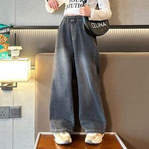 [다미주니어]블랙일자와이드데님팬츠 아동 주니어 댄스공연 통바지 초등 힙합 방송 여아바지