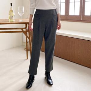 [옷자락]여자 와이드 핀턱 밴딩 스판 세미 배기핏 기모 바지