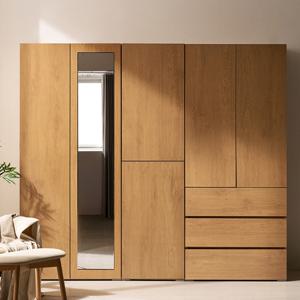 [채우리] 스타일 모듈 2100 전신거울 3단 서랍 투도어 옷장 세트