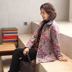 [쉬즈마담]J31618 은은한 큰꽃 누비 솜잠바 엄마옷