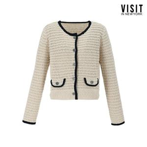 [비지트인뉴욕]배색 포인트 니트 가디건 VB3GD71