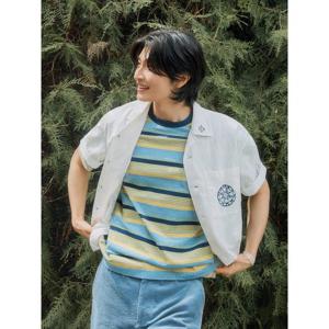 [빈폴멘] 멀티 스트라이프 라운드 반소매 티셔츠  스카이 블루 (BC5542C39Q)