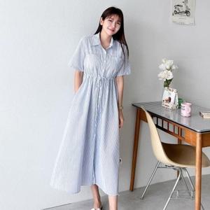 [다잇템][다잇템] 여자 롱셔츠 단가라 큰사이즈 비치룩 롱원피스